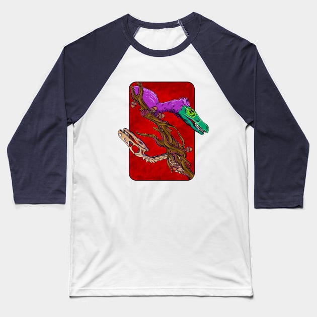 Velociraptor Baseball T-Shirt by FrankieRogers